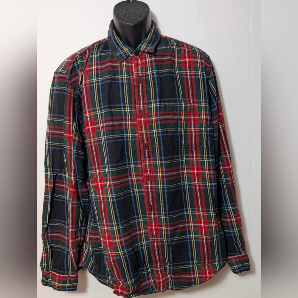 Men's J CREW NY Flannel Shirt Size XL Red Long Sleeve Button Front Work Casual